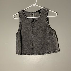Grey distressed cropped tank